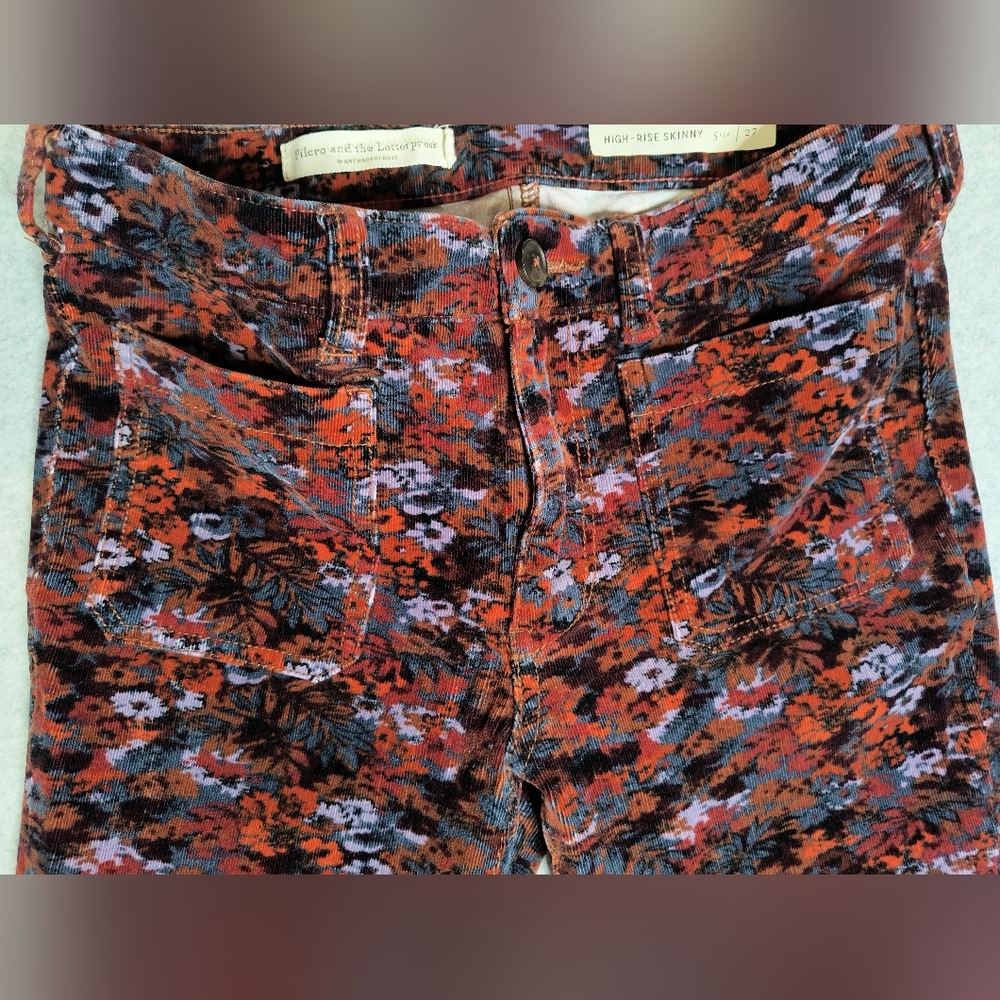 Anthropologie Pilcro & The Letterpress Corduroy Floral Jeans Women's - Picture 4 of 13